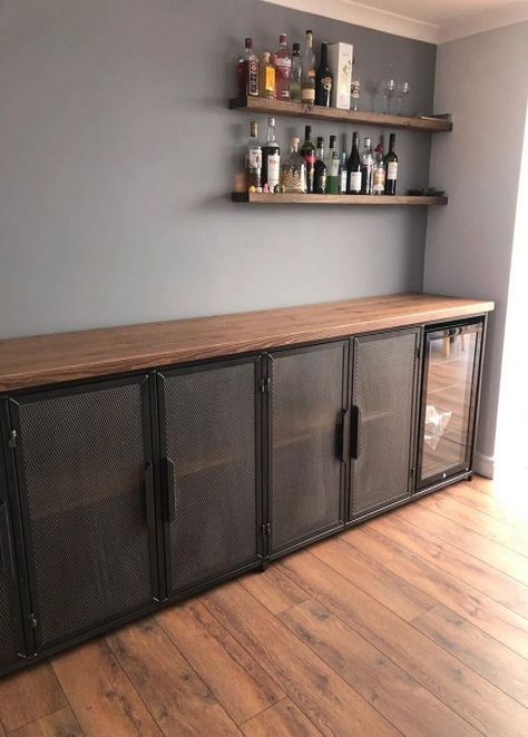 EXTRA LARGE INDUSTRIAL STYLE SIDEBOARD WITH DRINKS COOLERIntegrated Beer Fridge or Wine FridgeA perfect statement piece for your Bar area.Made from Joinery Grade Redwood & Mild Steel, This Unit is Built to Last.Highest quality materials are used throughout.Offered in a selection of lovely wood colour finishes.Modern Industrial DesignHandmade in the UKDimensions: Height 1000mm x Length 3000mm x...#of #Style #HomeStyle #Exploring #Appeal #the #Raw #Decor #Industrial #DecorInspiration #HomeDecor Dining Floor Lamp, Wine Closet, Home Bar Cabinet, Style Sideboard, Sideboard Drinks Cabinet, Beer Fridge, Industrial Style Decor, Floor Lamp With Shelves, Beer Cooler