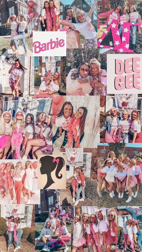 Welcome To The Dream House Bid Day, Sorority Barbie Theme, Barbie Bid Day Theme, Barbie Bid Day, Sorority Work Week, Sorority Themes, Recruitment Themes, Sorority Banner, Sorority Bid Day