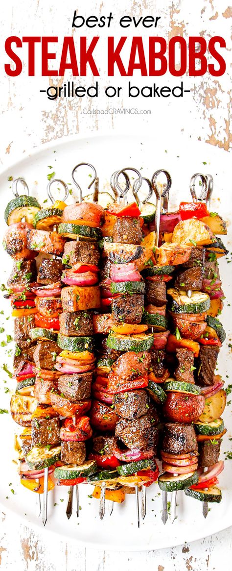 Kabob Bowl, Oven Kabobs, Steak Kabob Marinade, Potato Kabobs, Beef Shish Kabob, Grilled Steak Kabobs, Summer Dinner Recipes Grill, Kabob Marinade, Beef Kabob Recipes