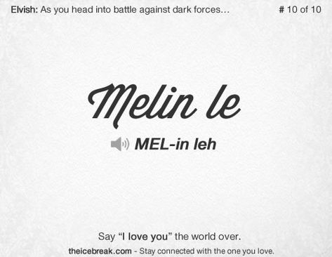 Say "I Love you" as your favorite LOTR character in Elvish. Brought to you by #theicebreak Elf Language, Tolkien Language, Tolkien Elvish, Elvish Writing, Elvish Language, Lotr Characters, Fictional Languages, Lotr Elves, Fantasy Names