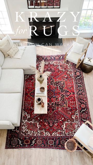 Red Rug White Couch, Persian Rug Living Room Modern, Green Couch Red Rug, Red Rug, Red Persian Rug Living Room, Industrial Living Room Red Rug, Red Persian Rug Living Room Boho, Red Rug Living Room, Red Vintage Rug