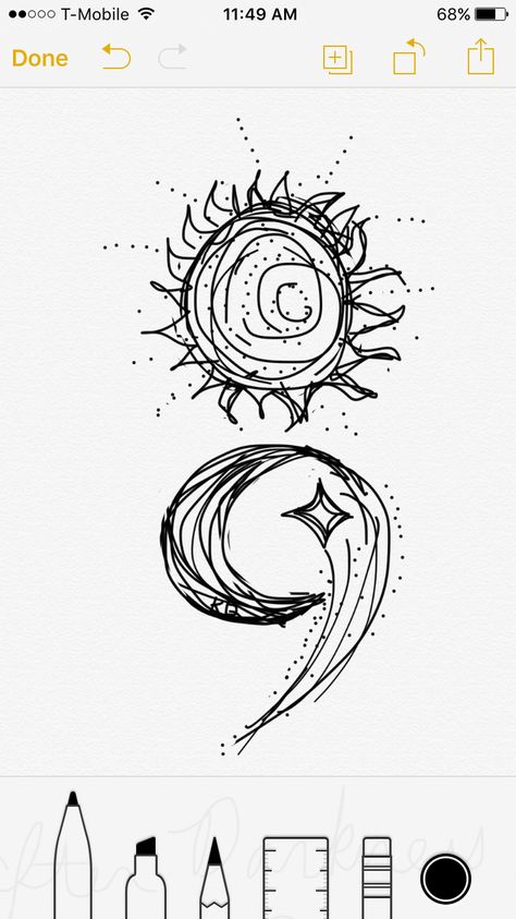 Semicolon tattoo design by me, if you love it please feel free to use it! Sun moon shooting star If you use my design, please send me a pic! I would love to see and it would be an honor! Moon And Sun Semicolon Tattoo, Semi-colon Tattoo Star And Moon, Sun And Moon Semicolon, Moon And Stars Semicolon Tattoo, Semi-colon Tattoo Sun Moon, Cool Tattoos Semicolon, Moon And Semicolon Tattoo, Moon Semi-colon Tattoo Ideas, Star Semicolon Tattoo