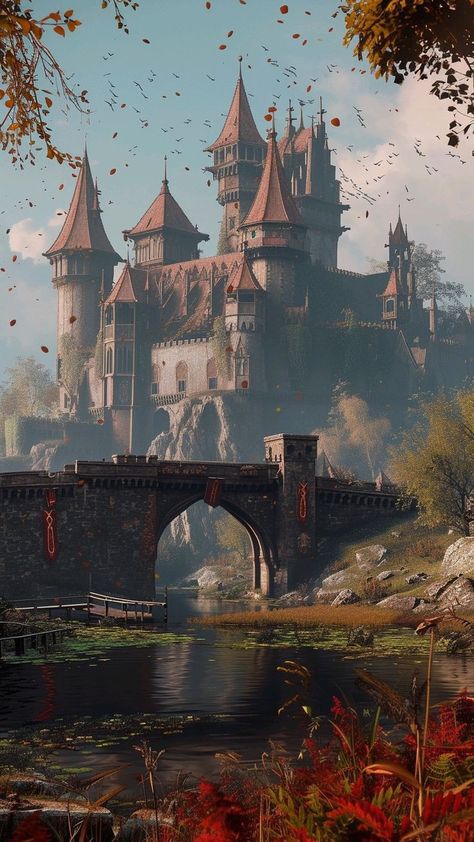 Castamere Castle, Medieval Kingdom Concept Art, Fantasy Castle Concept Art, Medieval Countryside, Fantasy Castle Aesthetic, Fantasy Medieval Castle, Medieval Fantasy World, Medieval Images, Medieval Kingdom