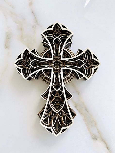 Wood Wall Cross for Home 3D Layered Mandala Large Cross Religious Spiritual Cross Crucifix Rustic Christian Cross Home Decor Easter Gift #woodwallcross #walldecorcross #religiouscrossgift #spiritualwoodcross #crucifixwallcross #rusticwoodcross #3dwoodcross #3dmandalacross #christianhomegift Cruz Tattoo, Rustic Wood Cross, Cross Gothic, Mandala Cross, Wood Wall Cross, Layered Mandala, Orthodox Cross, Cross Christian, Cross Wall