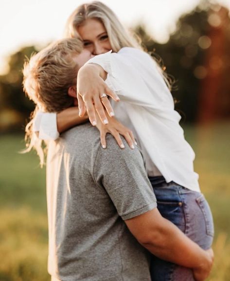 Poses For Proposal, Engagement Photos On Iphone, Engagement Pic Ideas Couple Posing, Engagement Photoshoot Fall Outfits, Cute Simple Engagement Pictures, Over The Shoulder Engagement Photo, Gatlinburg Engagement Photos, Engagement Announcement Picture Ideas, Picking Up Engagement Photos