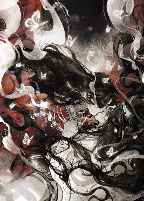 Hua Cheng, Ethereal Art, Heaven's Official Blessing, Beautiful Fantasy Art, Butterflies, Abstract Artwork, On Twitter, Twitter, Anime