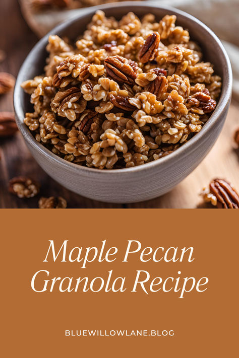 An easy Maple Pecan Granola recipe! Crunchy, sweet, and packed with wholesome ingredients, it’s perfect for breakfast, snacks, or yogurt parfaits. Customize it with your favorite nuts and dried fruits! Make a big batch for busy mornings or as a thoughtful homemade gift. Your family will love it! #GranolaRecipe #FallBreakfast #HealthyEating #MealPrep #FallFood #FallRecipes Maple Pecan Granola Recipe, Maple Pecan Granola, Maple Pecan, Yogurt Parfait, Fall Breakfast, Granola Recipes, Dried Fruits, Granola, Fall Recipes