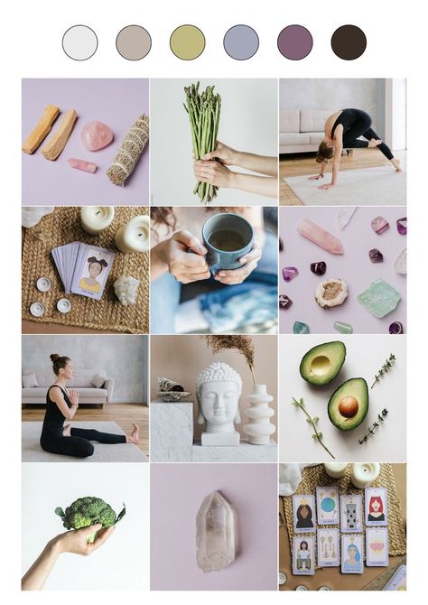 Lilac, green and beige instagram feed inspo for account about yoga, crystals and spirituality Crystal Shop Instagram Feed, Meditation Instagram Feed, Reiki Instagram Feed, Holistic Instagram Feed, Health Instagram Feed, Spiritual Instagram Feed, Health And Wellness Instagram Feed, Yoga Instagram Feed, Wellness Instagram Feed