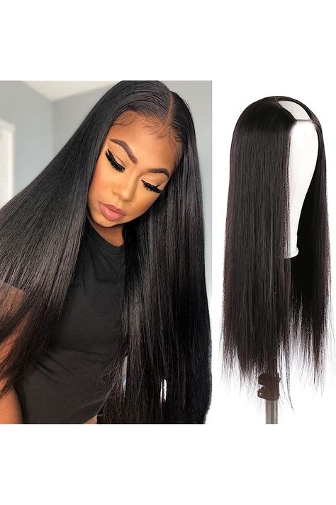 DAIMER U Part Wig Human Hair, U Shape Glueless Straight Human Hair Wigs, U Part Wigs for Black Women Natural Black 130% Density (28 Inch) V Part Straight Wig, 8 Inch Wig Straight, U Part Human Hair Wig, 32 Inches Straight Long Blk Human Hair, Long Black Straight Wig, Jet Black Straight Wig, U Part, U Part Wig, U Part Wigs