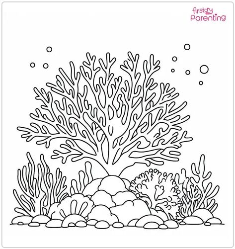 Ocean Coral Reef Coloring Page Watercolor Coral Reef Ocean Life, Coral Coloring Pages, Coral Reef Coloring Pages, Ocean Coral Drawing, Watercolor Coral Reef, Ocean Coral Reef, Coral Drawing, Coral Reef Color, Coral Reef Print