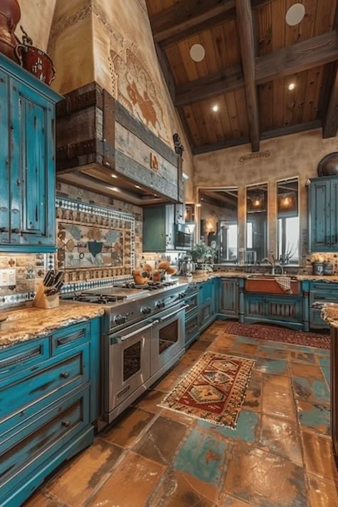 Western Kitchen Decor, Best Kitchen Colors, Ranch House Decor, Western Kitchen, Western Bedroom Decor, Barn Style House Plans, Western Bedroom, Kitchen Colour Schemes, Rustic Kitchen Design