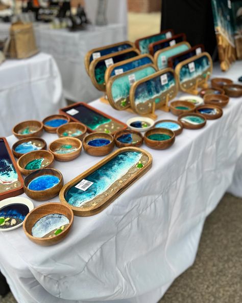 Amazing turnout today @festifair ! Thank you Marysville for loving my pieces with another record sales day! See ya ✌🏻 next year. #marysville #marysvilleohio #festifair2024 #streetmarket #craftshow Resin Stand, Resin Display, Market Display Ideas, Resin Pouring, Ocean Resin, Market Display, Resin Pour, Market Displays, Resin Tray