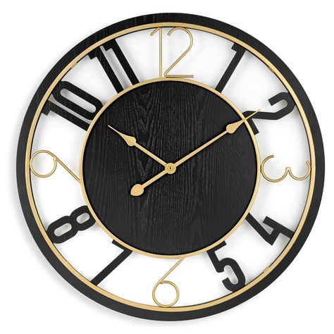 PRICES MAY VARY. Wooden Wall Clock: Decorative oversized clock featuring a sleek design and analog time display - Large wall clock measures 24 inches round Function & Style: Make a statement with this modern wall clock - Neutral design pairs perfectly with many decor styles - Large wall clock completes modern wall décor Multipurpose Wall Clocks: Use in the kitchen, dining room, living room, hallway, office, bedroom, and more - Use as clocks for living room, living room wall decor, kitchen wall c Wall Decor Living Room Modern, Big Wall Clocks, Small Wall Clock, Large Wall Clock Modern, Wall Clock Classic, Decorative Wall Clock, Oversized Clock, Oversized Wall Clock, Kitchen Wall Clocks