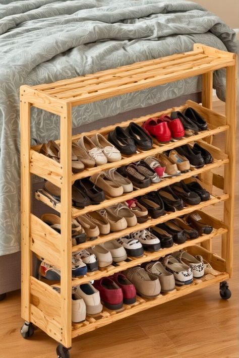 Top 15 DIY Shoe Rack Ideas [Within Budget] – craftydiyers.com Shoe Rack Hacks, Shoe Rack Outdoor, Shoe Cubby Bench, Tv Stand Decor Living Room, Diy Shoe Rack Ideas, Shoe Rack Ideas, Industrial Shoe Rack, Pallet Shoe Rack, Small Shoe Rack