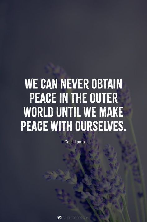 We can never obtain peace in the outer world until we make peace with ourselves. Make Peace, Peace Quotes, Mindfulness, Quotes