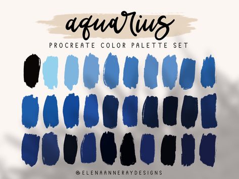 Aquarius Color Palette, Aquarius Colors, Siren Character, Water Blue Color, Zodiac Accessories, Procreate Inspiration, Blue Color Pallet, Procreate Palettes, Procreate Color Palettes