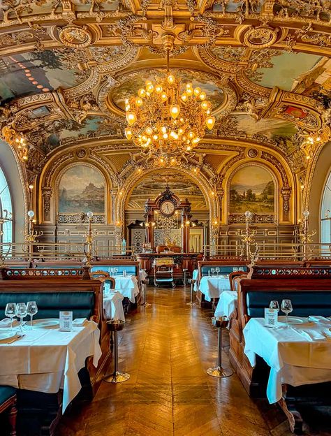 Le Train Bleu Paris Le Train Bleu Paris, Train Restaurant, Versailles Hall Of Mirrors, Luxury Restaurant Interior, Paris Review, France Country, Blue Train, Restaurant Paris, Luxury Restaurant