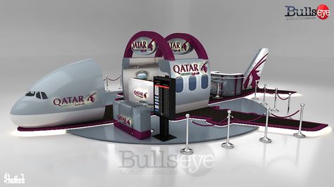 https://www.behance.net/gallery/26392919/Qatar-Airways-A380-Booth Event Entrance Design, Aviation Furniture, Small Booth, Project Alpha, Fair Stand, Event Booth Design, Event Entrance, Event Layout, Exhibition Stall Design