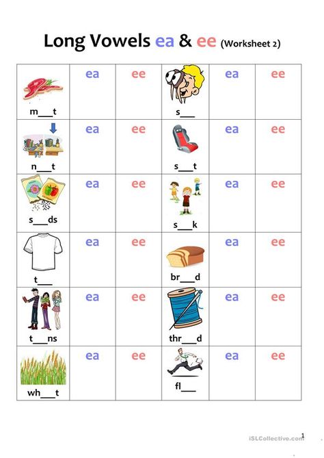 Ea Worksheets, Phonics Sounds Chart, Vowel Teams Worksheets, Ea Words, Colourful Pictures, Sentence Scramble, Work Sheet, Long E, Vowel Team