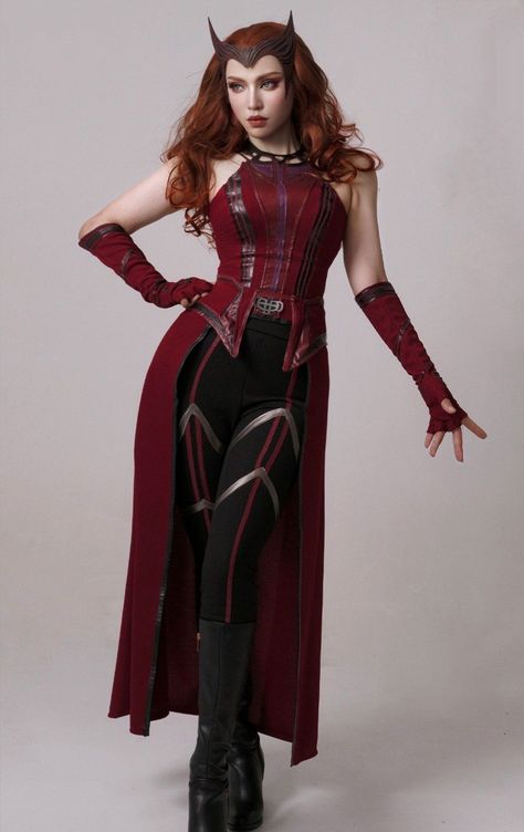 Cute Witch Costume, Red Hair Costume, Marvel Halloween Costumes, Scarlet Witch Costume, Scarlet Witch Cosplay, Witch Cosplay, Marvel Costumes, Trendy Halloween Costumes, Marvel Cosplay