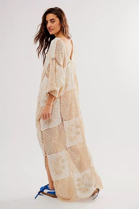 Love Story Crochet Kaftan | Free People Crochet Kaftan, Kimono Kaftan, Our Love Story, Trendy Dresses Summer, Maxi Kaftan, Crochet Maxi, Crochet Shrug, Top Skirt Set, Boho Kimono