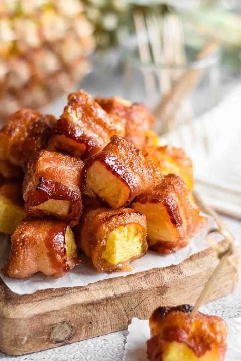 Bacon Wrapped Pineapple Appetizers, Traeger Ideas, Pineapple Appetizers, Football Finger Foods, Bacon Wrapped Pineapple, Homemade Chili Recipe, Brown Sugar Bacon, Iron Recipes, Pineapple Recipes