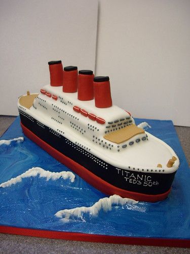 Ship Cakes Birthday, Titanic Cake Ideas, Ship Cake Ideas, Cruise Ship Cake, Ship Birthday Cake, Titanic Cake, Titanic Birthday, Titanic Party, Pirate Ship Cakes