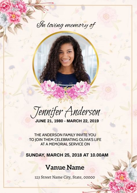 Memorial Service Invitation, Obituaries Template, Free Photo Frames, Promotional Flyers, Card Templates Free, Program Template, Invitation Card Design, Announcement Cards, Memorial Service