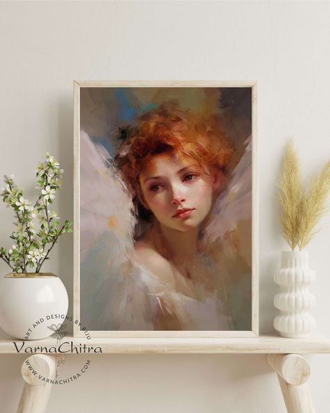 The overall effect of this piece evokes serenity and beauty, with the angel symbolizing peace and tranquility. It is an artwork that captivates with its aesthetic appeal and resonates deeply on an emotional level. This stunning creation would make a mesmerizing gift suitable for any occasion. Oil Pastel Artwork, Digital Oil Painting, Pastel Artwork, Divine Nature, Classical Art, Pastel Shades, Oil Pastel, Brush Strokes, Digital Painting