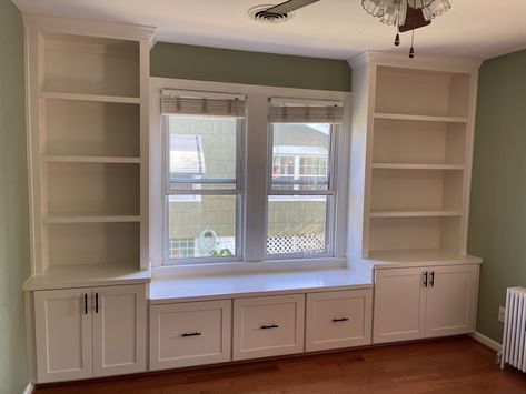 Window Built-In – Maryland Carpentry Bookshelves On Either Side Of Window, Built Ins Around A Window, Wrap Around Built Ins, Diy Built Ins Around Window, Asymmetrical Built Ins, Dining Room Built Ins Around Window, Built In Shelves Around Window, Built In Bookshelves Around Window, Built Ins Around Window