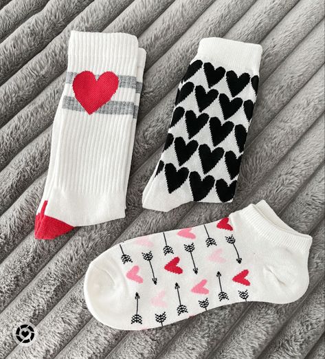 Heart Socks Outfit, Socks Valentine, Socks With Hearts, Coquette Heart Socks, Basic Socks, Valentine Socks, Red Heart Socks, Valentines Socks, Socks Womens