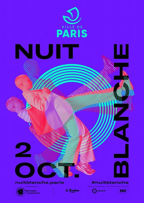 Le 2 octobre 2021, Paris deviendra le théâtre d'une nuit exceptionnelle dédiée à l'art contemporain. Voici ce qu'il faut savoir pour vivre Nuit Blanche comme il se doit ! Festival Posters, Taipei, Graphic Design Posters, Graphic Poster, Poster Design, Oeuvre D'art, Motion, Branding, Graphic Design