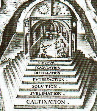 Stages in Alchemy - The Great Work an alchemical term for creating the philosopher's stone describing personal and spiritual transmutation in the Hermetic tradition, attached to laboratory processes and chemical color changes, a model for the individuation process, and device in art and literature. The magnum opus first had four stages: nigredo, a blackening or melanosis; albedo; a whitening or leucosis; citrinitas, a yellowing or xanthosis and rubedo, a reddening, purpling, or iosis Individuation Process, Philosopher's Stone, Alchemy Art, Masonic Symbols, Occult Symbols, Alchemy Symbols, Esoteric Art, Magnum Opus, Mystical Art