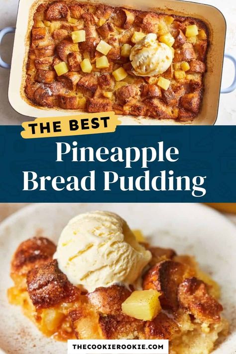 Easy Pineapple Dessert, Pineapple Bread Pudding, Pineapple Pudding, Pineapple Bread, Pineapple Dessert, Pineapple Dessert Recipes, Pineapple Desserts, The Cookie Rookie, Coconut Bread