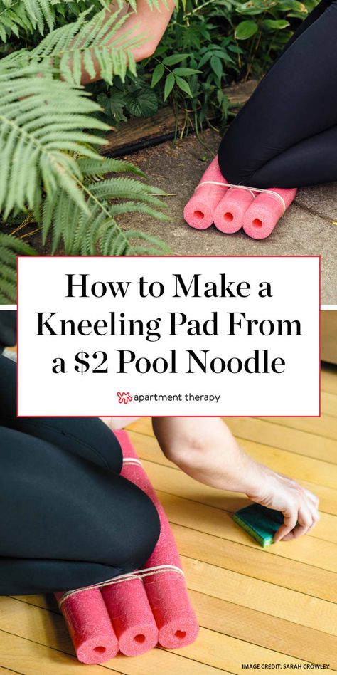 How to DIY a Kneeling Pad from a Pool Noodle | Apartment Therapy Diy Garden Kneeling Pad, Farm Volunteering, Knee Pads Diy, 1000 Lifehacks, Kneeling Pad, Green Craft, Pool Noodle, Gaming Tips, Pool Noodles