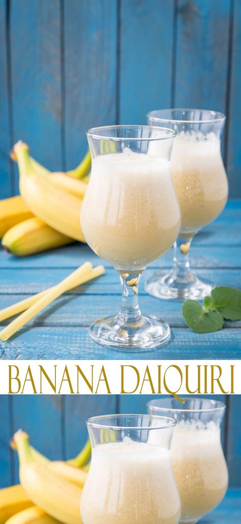 Banana Daquiri, Cointreau Cocktail, Campari Cocktail, Banana Daiquiri, Easy Cocktail Recipes, Banana Recipe, Daiquiri Recipe, Recipes Banana, Daiquiri Cocktail