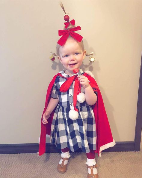 Toddler Cindy Lou Who Costume, Cindy Lou Who Toddler Costume, Cindy Lou Who Hairstyle Kids, Cindy Lou Who Hair Toddler, Cindy Lou Costume, Who Hair, Whoville Costumes, Cindy Lou Who Hair, Cindy Lou Who Costume