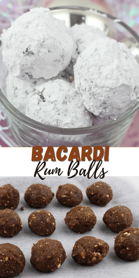 Bacardi Rum Balls Recipe - DINE DREAM DISCOVER Rum Balls No Bake, Boozy Cakes, Rum Balls Recipe, Christmas Flavors, Truffles Recipes, Christmas Cookie Exchange Recipes, Cookie Factory, Cookie Exchange Recipes, Christmas Eats