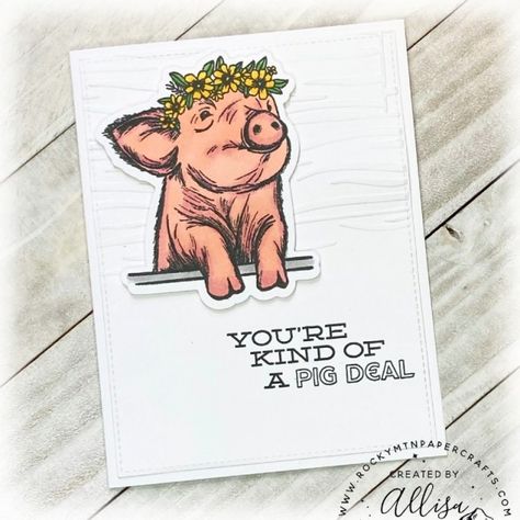 Pig Valentine Craft, Pig Cards, Stampin Up This Birthday Piggy Cards, Pig Birthday Card, Pig Cards Handmade, Stampin Up This Birthday Piggy, Pig Birthday Cards Handmade, Cards With Pigs On Them, Pig Images