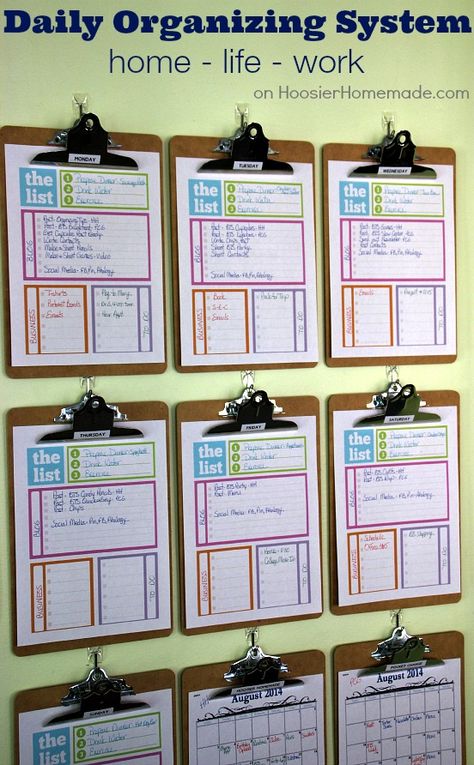 Home Organizing Tips: Daily System | Tackle your busy life with this daily schedule Clip Board Organization, Clipboard Organization, Daily Organization System, Clip Boards, To Do Planner, Family Command Center, Daily Organization, School Starts, Garage Office