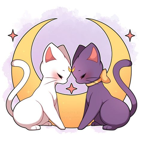 Luna Artemis, Sailor Moon Background, Saylor Moon, Sailor Moon Cat, Sailor Moon Tattoo, Luna And Artemis, Sailor Moon Luna, Arte Sailor Moon, Sailor Moon Fan Art