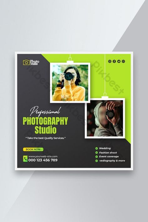 Photography Social Media Design, Photography Banner Design Graphics, Photo Studio Poster Design, Photography Social Media Post Ideas, Photography Banner Design, Studio Banner Design, Photography Social Media Post, Instagram Post Template Design, Post Flyer