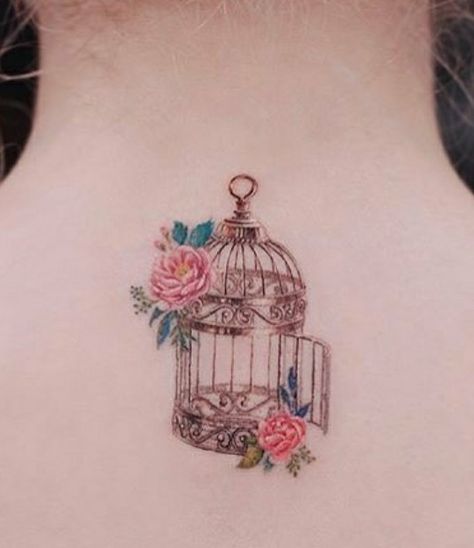 Open Birdcage Tattoo, Bird Cage Tattoos For Women, Bird And Cage Tattoo Freedom, Caged Bird Tattoo, Sugar Skull Sleeve, Bird Cage Tattoo, Tattoo Freedom, Fine Tattoo, Birdcage Tattoo