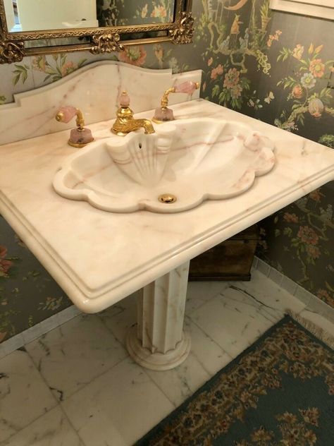 Shell Sink, Sherle Wagner, Marble Pedestal, Vintage Room Decor, Pedestal Sink, Dream House Rooms, Vintage Room, Home Bathroom, Bathroom Sinks