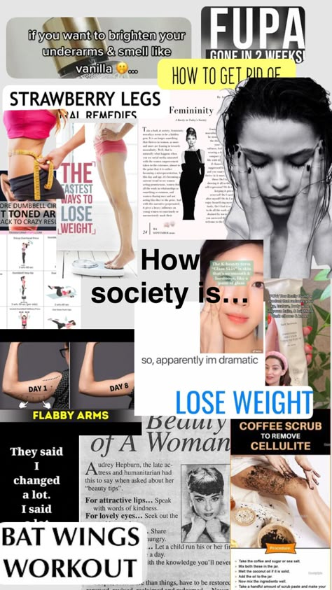 #society Society Beauty Standards, Monsters Inside My Head, Makeup Notes, Society Killed The Teenager, Underarm Smell, Trans Ally, Meanwhile In America, The Male Gaze, Surreal Collage Art