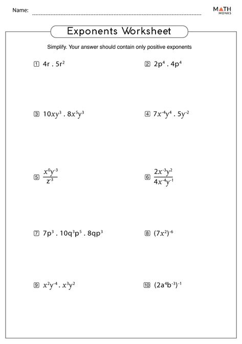 Exponents Worksheets with Answer Key Exponents Worksheet Class 7, Exponent Laws, Exponent Activities, Grade 6 Math Worksheets, Negative Exponents, Exponent Rules, Exponent Worksheets, Worksheet Preschool, Grade 6 Math