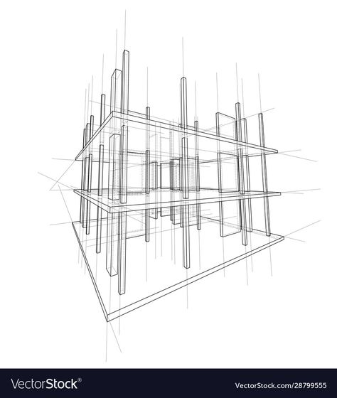 Drawing A House, House Design Drawing, Blind Contour Drawing, House Under Construction, Construction Lines, Framing Construction, House Foundation, Contour Drawing, Building Structure