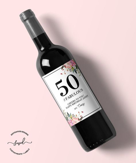 Custom Wine Labels Wedding, 30th Birthday Ideas For Women, Fifty And Fabulous, Custom Wine Label, Happy Birthday Wine, Birthday Wine Label, Personalized Wine Labels, Custom Wine Labels, Bottle Ideas