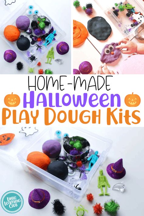 Home-Made Halloween Play Dough Kits Edible Play Doh, Edible Playdoh, Halloween Play Dough, Play Dough Kits, Best Halloween Candy, Halloween Activities For Toddlers, Discovery Bottles, Halloween Sensory, Playdough Kits