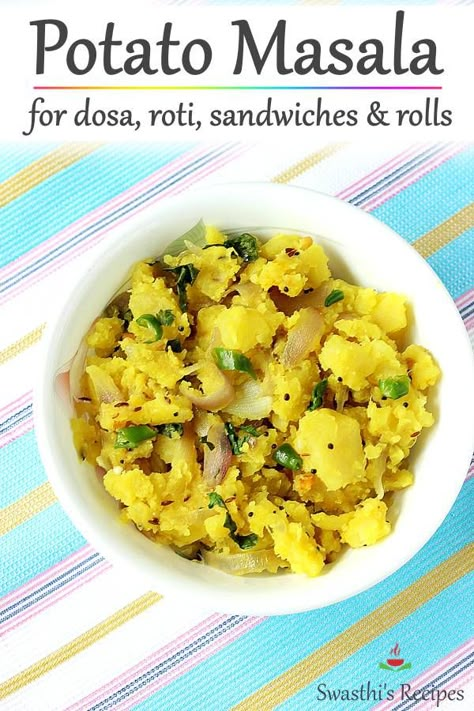 Potato masala recipe | Aloo masala for dosa https://www.indianhealthyrecipes.com/potato-masala-aloo-masala/ Aloo Curry For Dosa, Potato Palya For Dosa, Dosa Stuffing Recipe, Potato Masala For Dosa, Aloo Masala For Dosa, Dosa Aloo Masala, Instant Potatoes Recipes, Potato Masala Recipe, Masala Potatoes